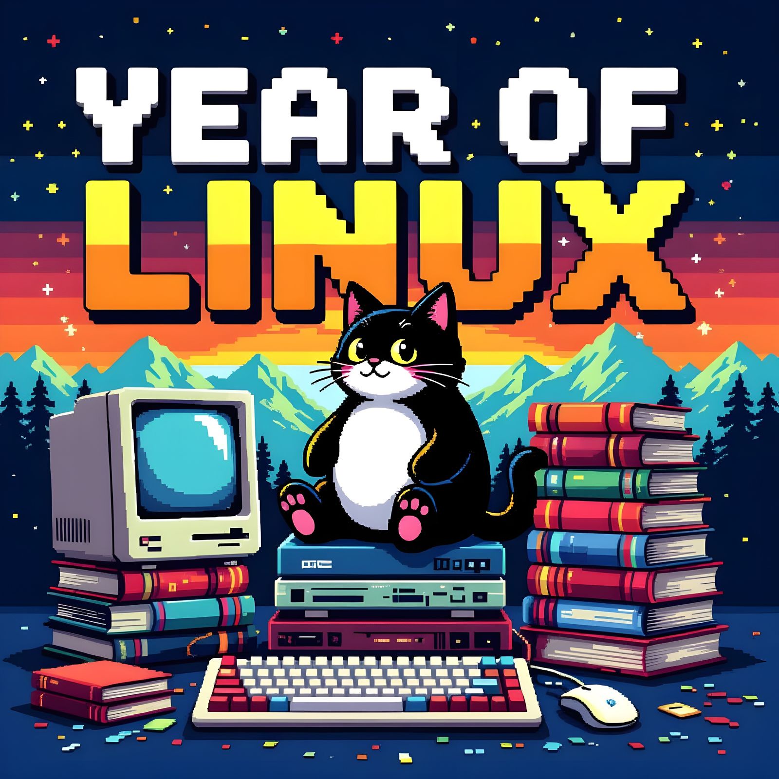 Tux Celebrates Year of Linux in Pixel Art