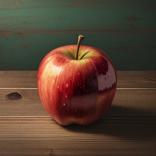 Surreal Autumnal Still Life of a Shiny Red Apple