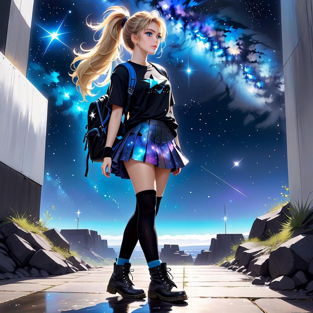 Starlight Gleam on Girl with Galaxy Backpack