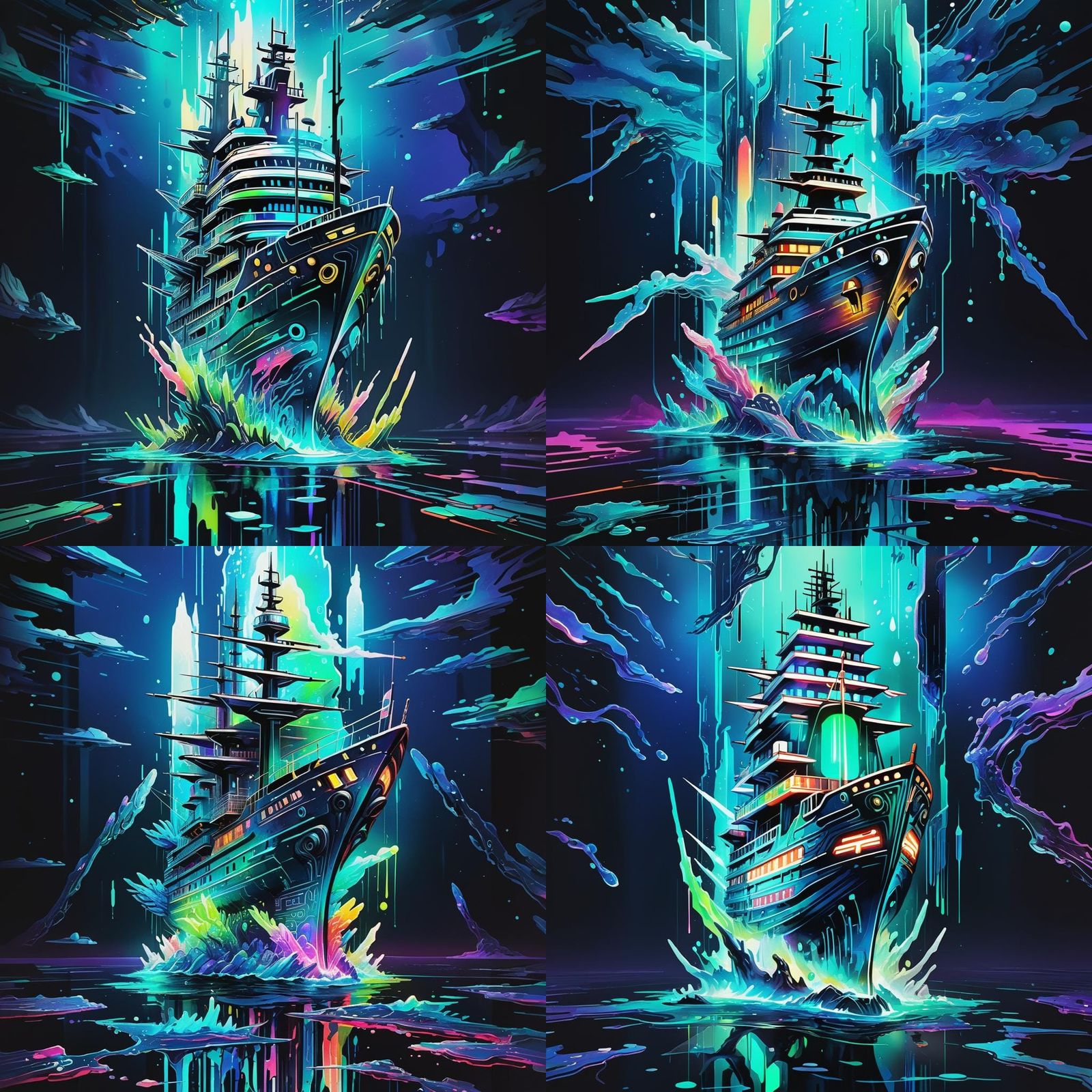 Futuristic Biometric Ship in Science Fiction Style