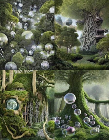 Giant Bubble Tree City in Greyscale