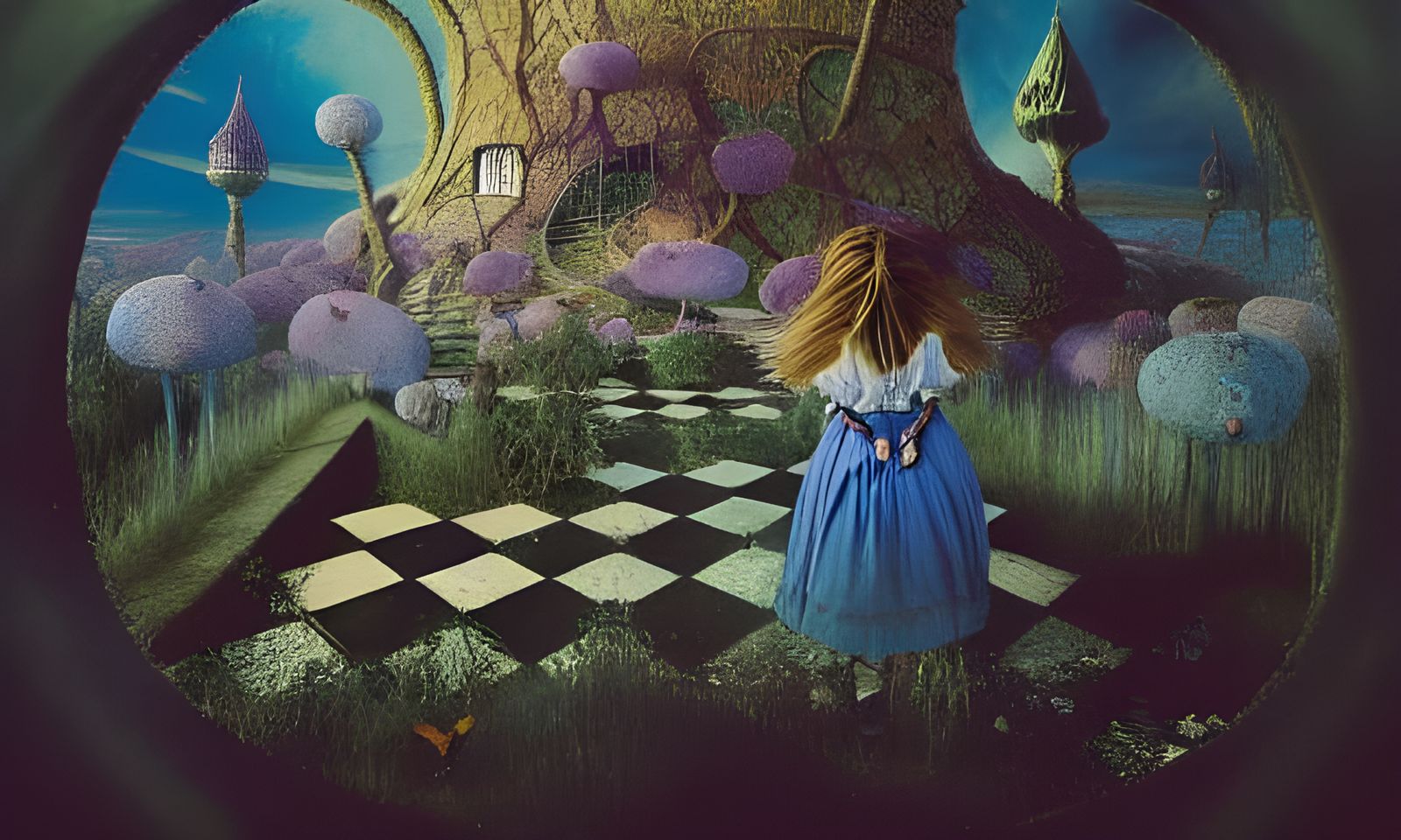 Dark Alice Landscape in Film Noir Style