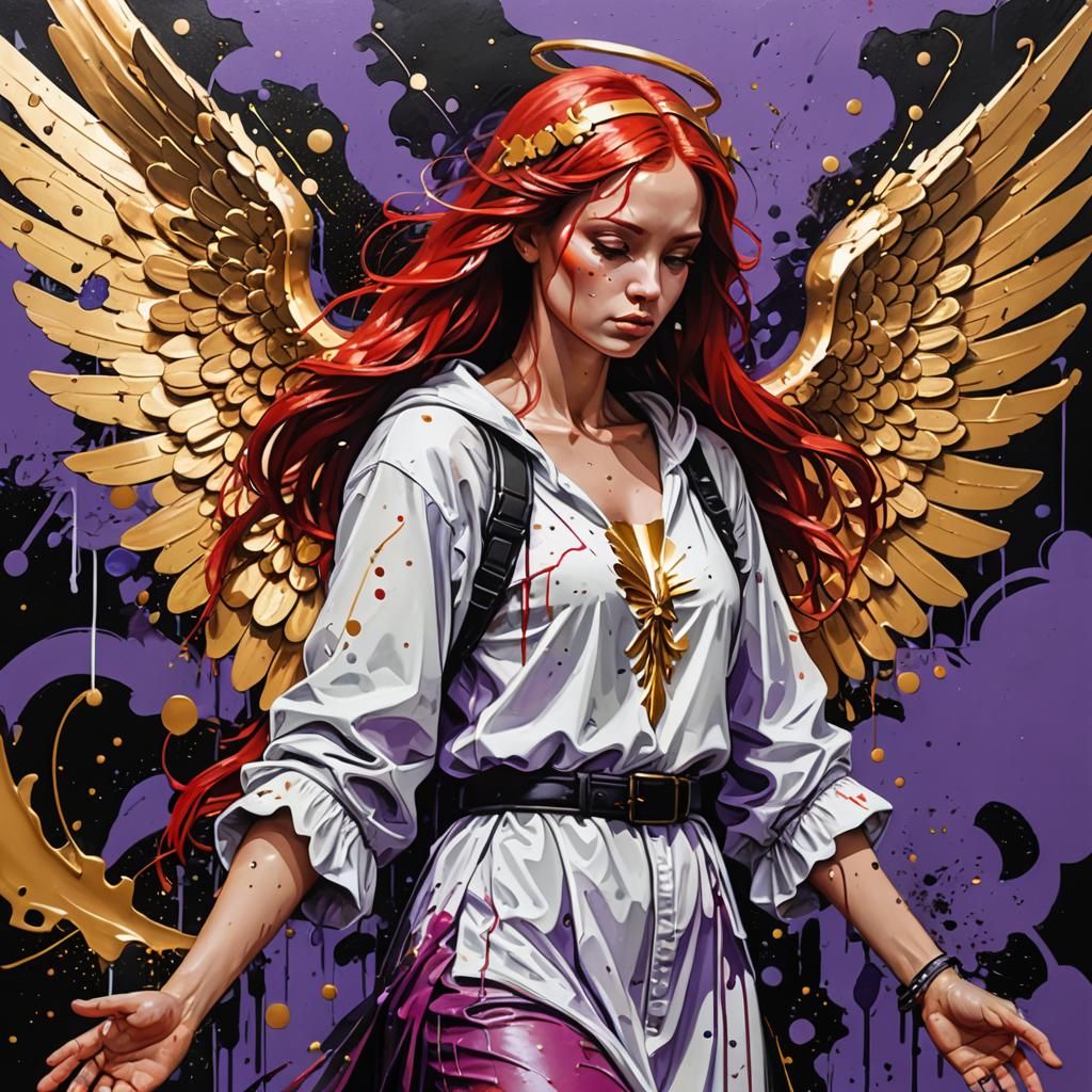 Angel of Wonder in Vibrant Graffiti Splendor