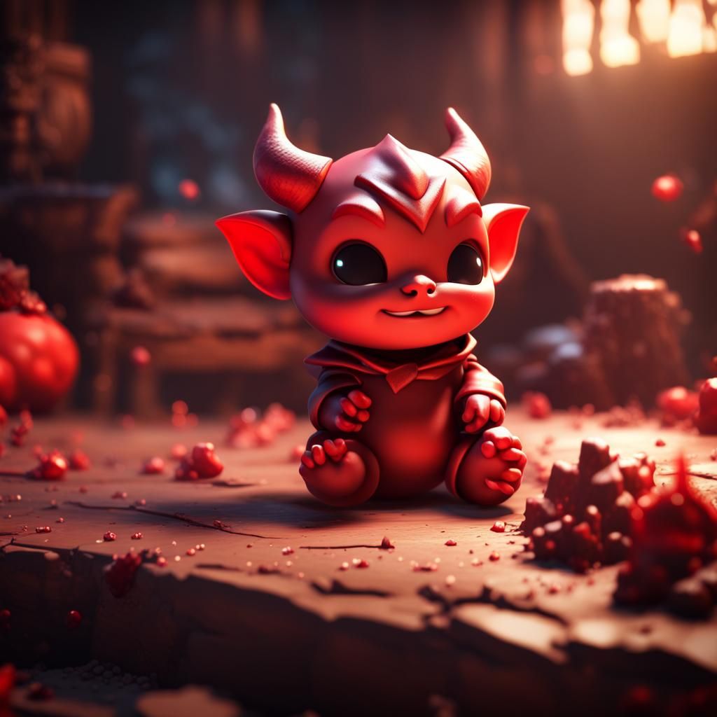 Cute Little Devil in 3D Game Style