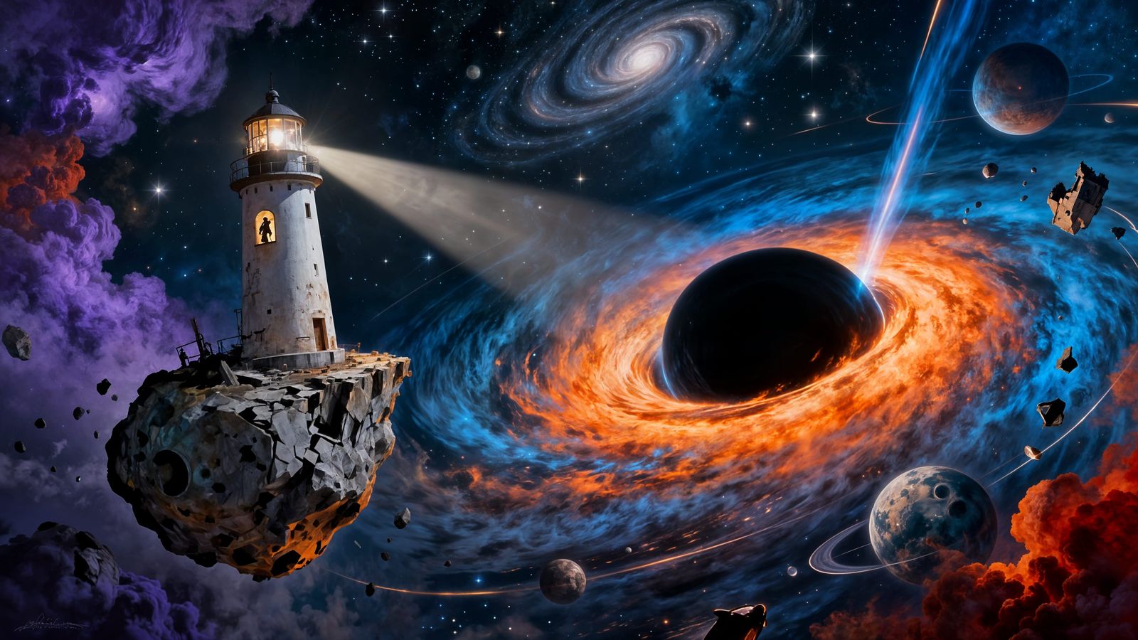Lighthouse on Black Hole Edge, Light Bends in Cosmic Void
