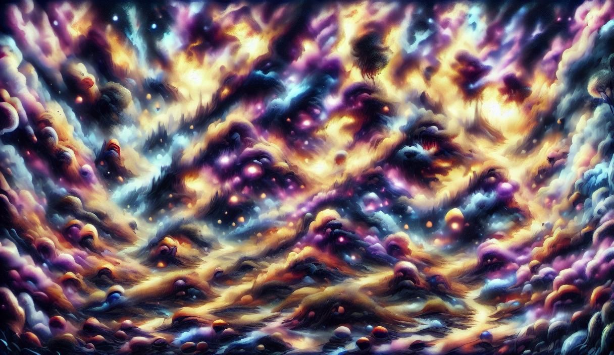 Art Deco Astronaut Touching Starry Cloud