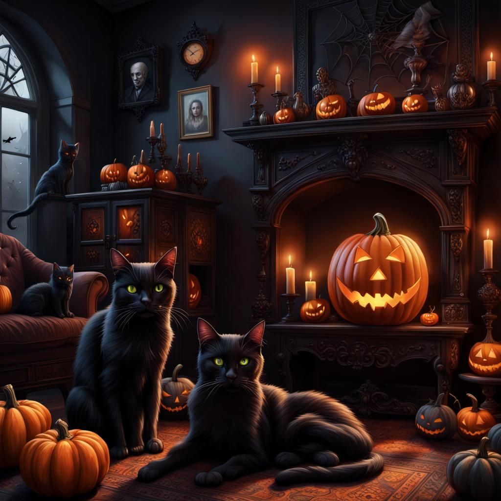 Gothic Halloween Decor in Fauvist Style