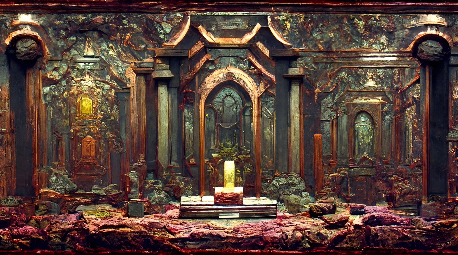 Photorealistic Stone Altar in Cel-Shaded Style