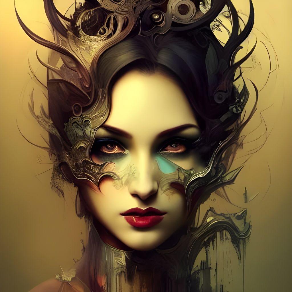 Beautiful Devil Woman Portrait in Gothic Style