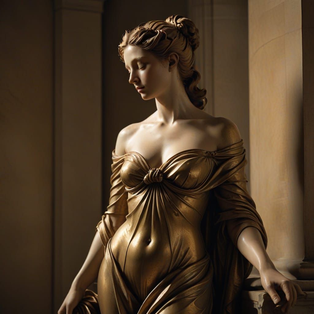 Elegant Baroque Figure in Warm, Golden Light