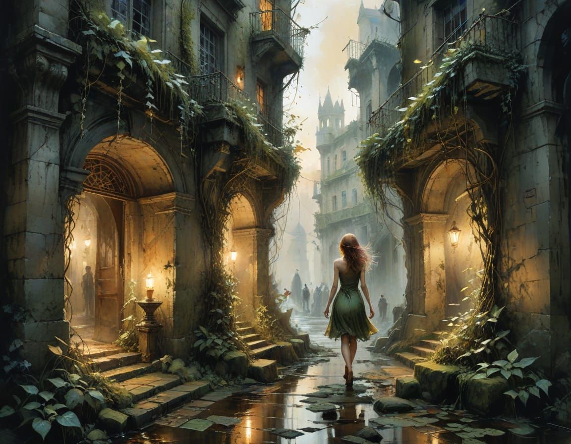 Enclave of Forgotten Shadows: Watercolor and Light