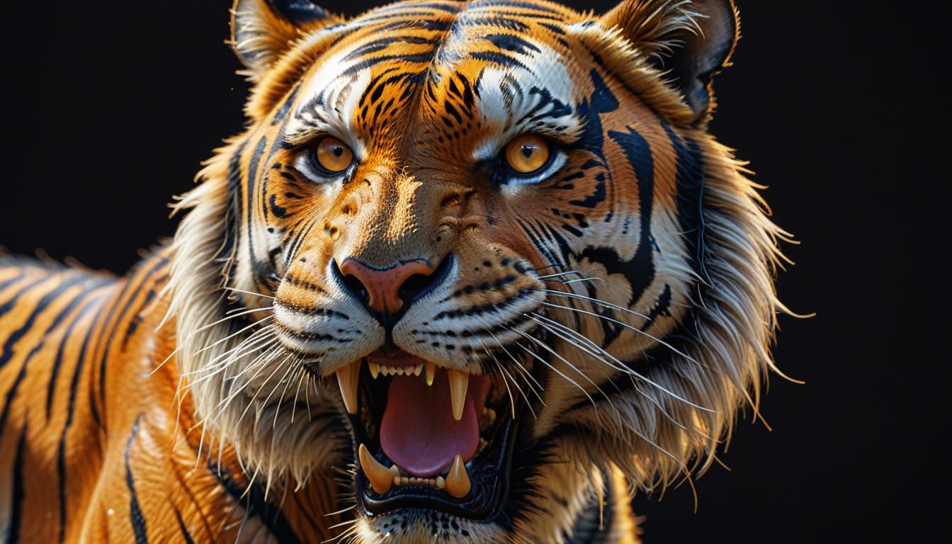 Roaring Tiger Tattoo Design in Vivid Colors