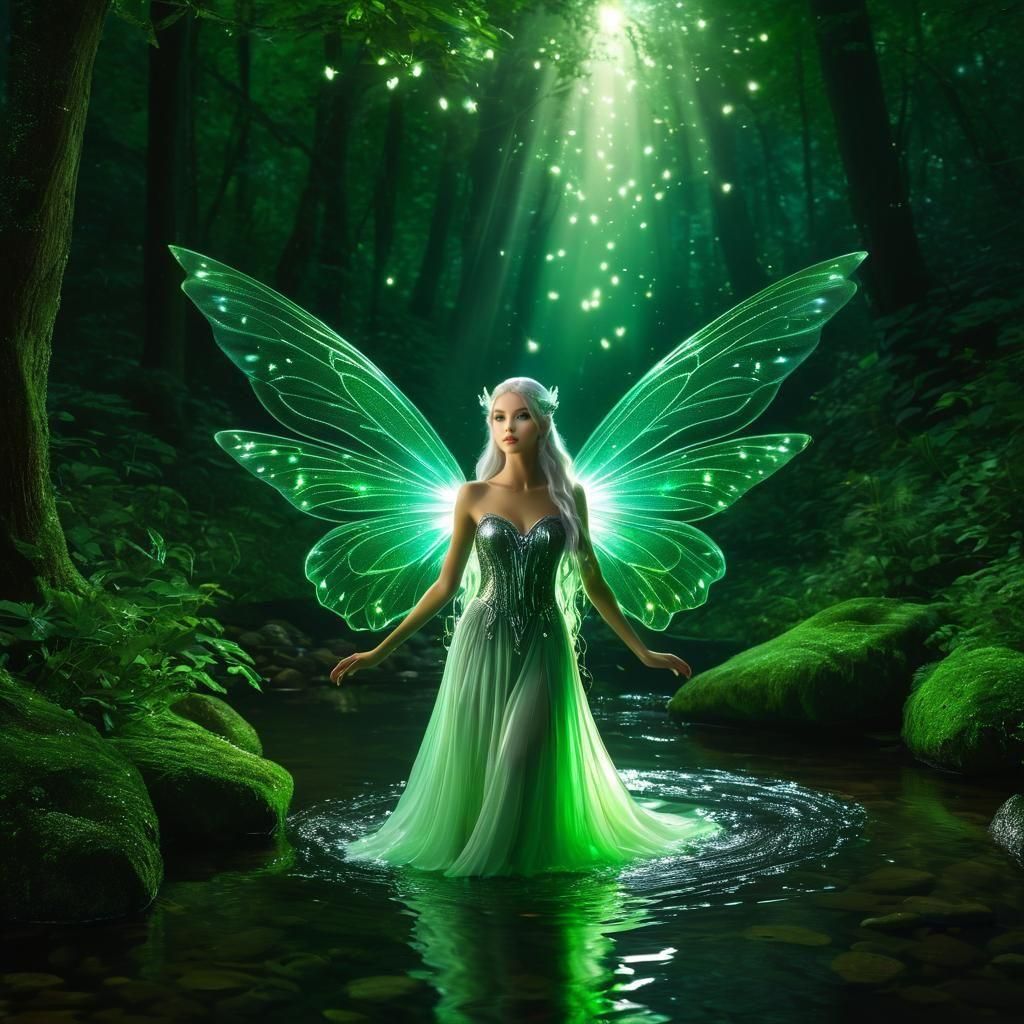 Enchanted Forest Fairy with Bioluminescent Wings