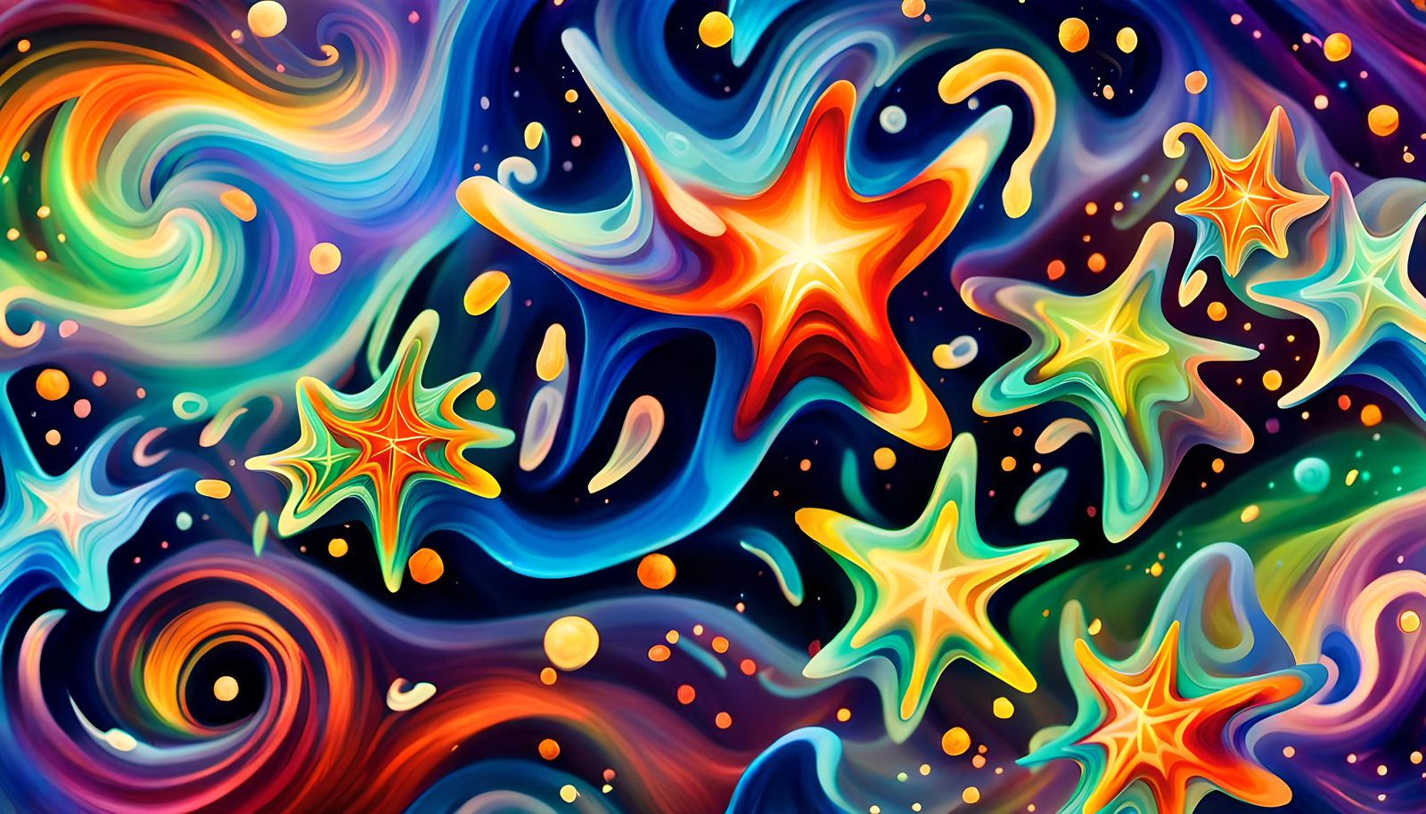 Iridescent Plasma Maelstrom with Swirling Stars