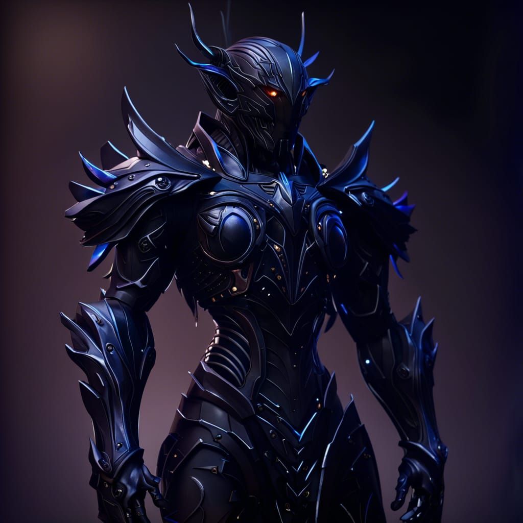 Dark Elf in Black Mech Suit Armor
