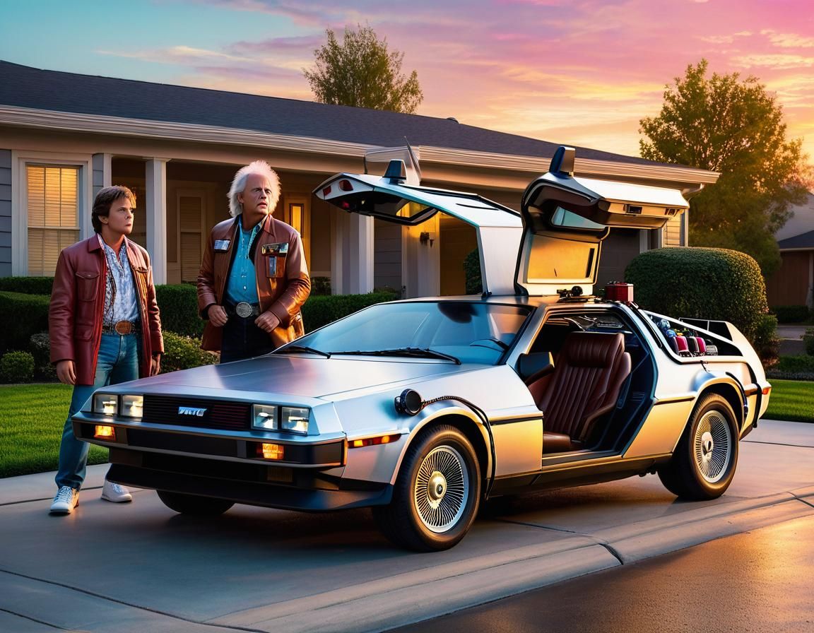 Marty and Doc in Hyperrealistic Splash Art