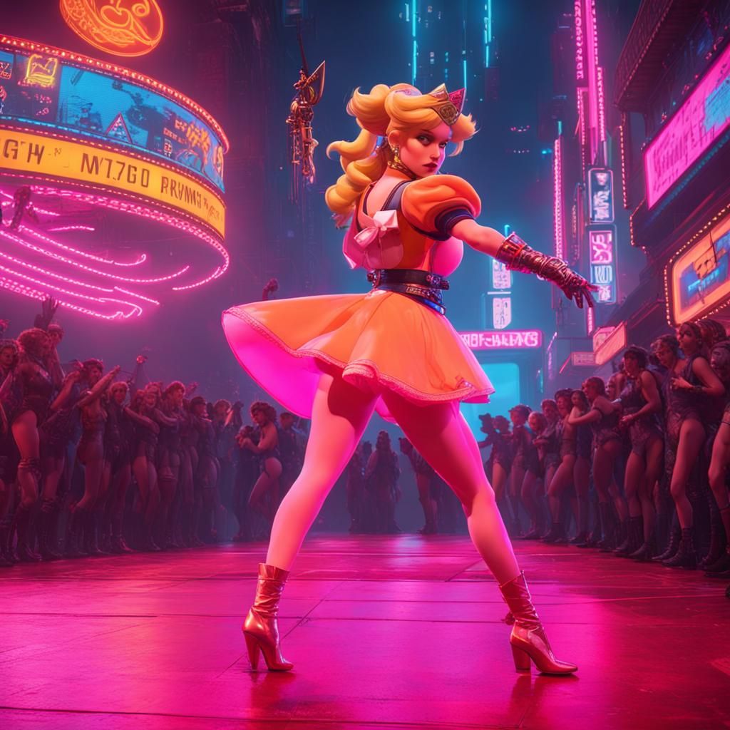 Princess Peach in Cyberpunk Broadway Show