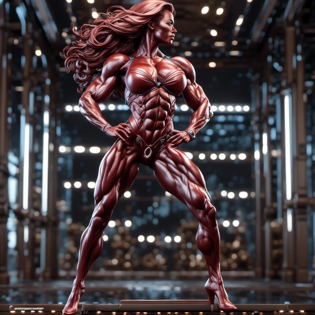 Female Bodybuilder Posing at Bodybuilding Competition