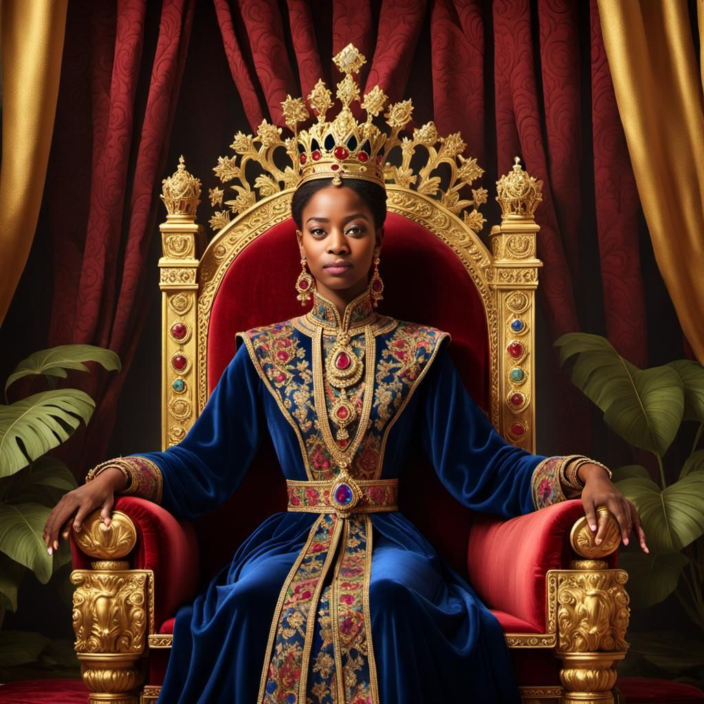 Royal Woman on Throne in Photorealistic Style