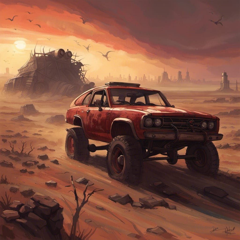 Wasteland Pursuit: Zombie Horde in Graffiti Art Style