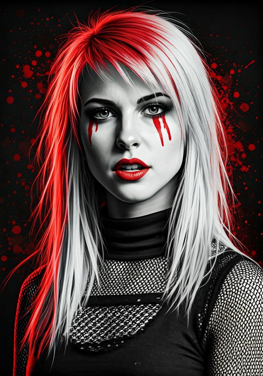 Gritty Portrait of Punk Singer in High Contrast