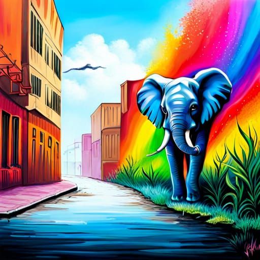 Graffiti street art elephant