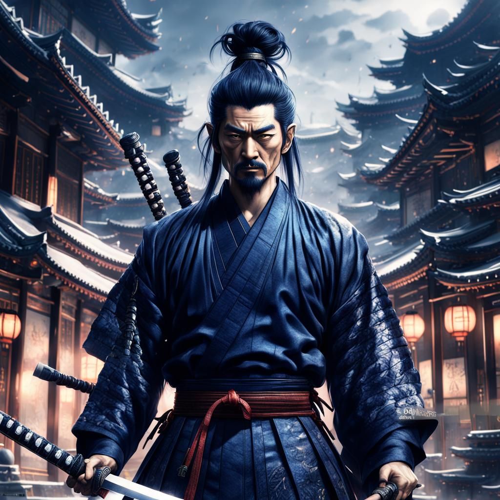 Japanese Warrior with Katana: Digital Matte Painting