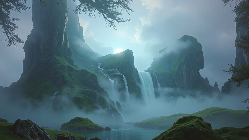 Emerging Enchanted Realm in Vibrant Oil Painting