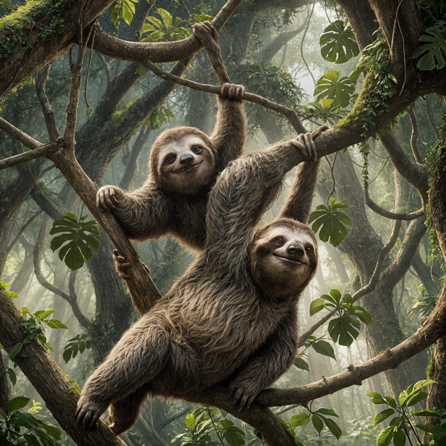 Happy Sloth Personifying Poetry in Matte Painting