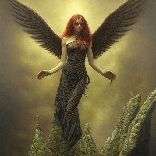 Dark Angel: Intense Beauty in Oil Painting Style