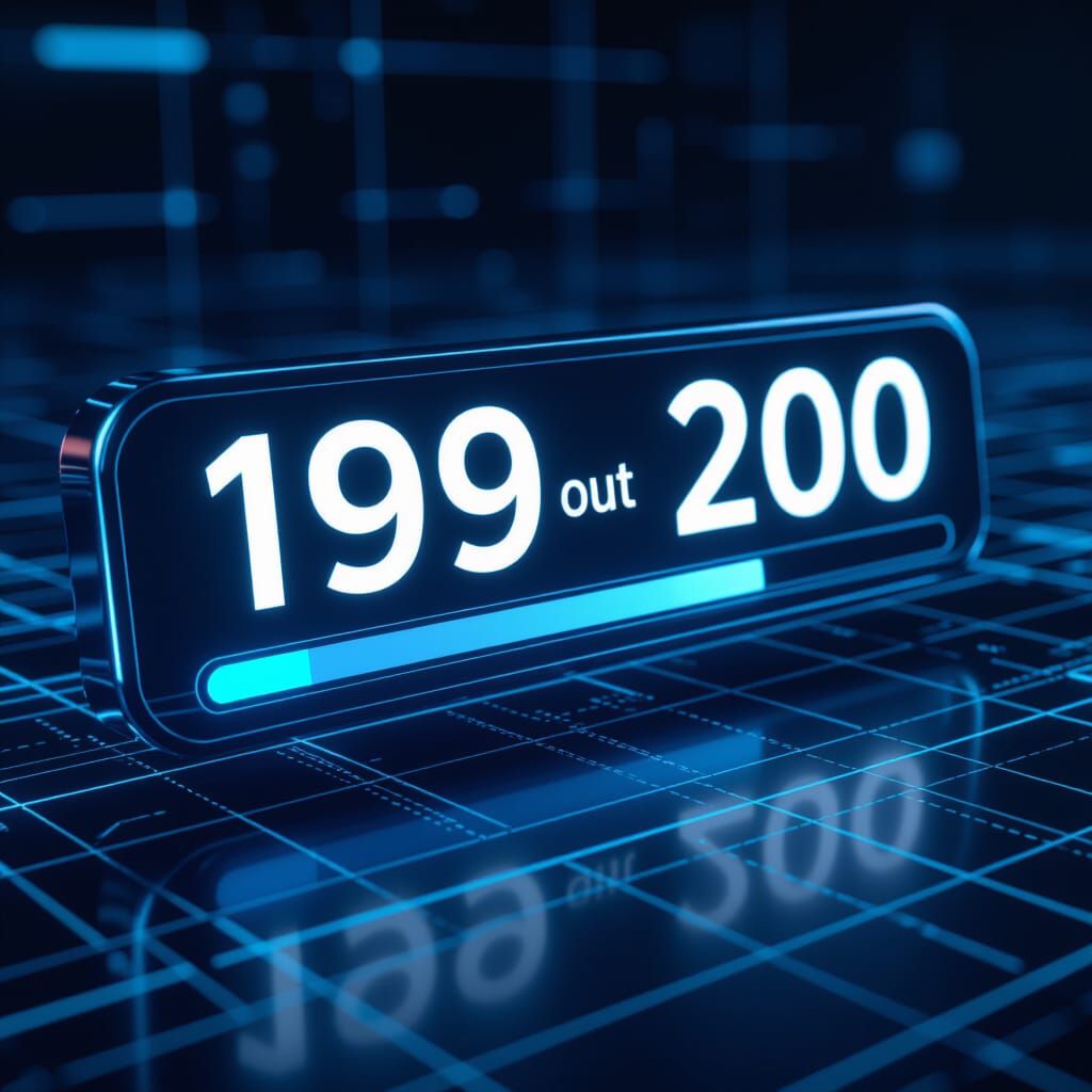 Digital Progress Bar At 199/200, Photorealistic Rendering