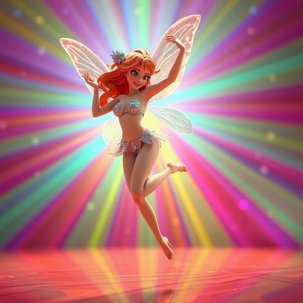 Fairy in Bikini Dancing, 3D Digital Art