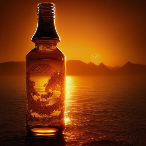 Sunset in a Bottle: Golden Hour Fantasy Art