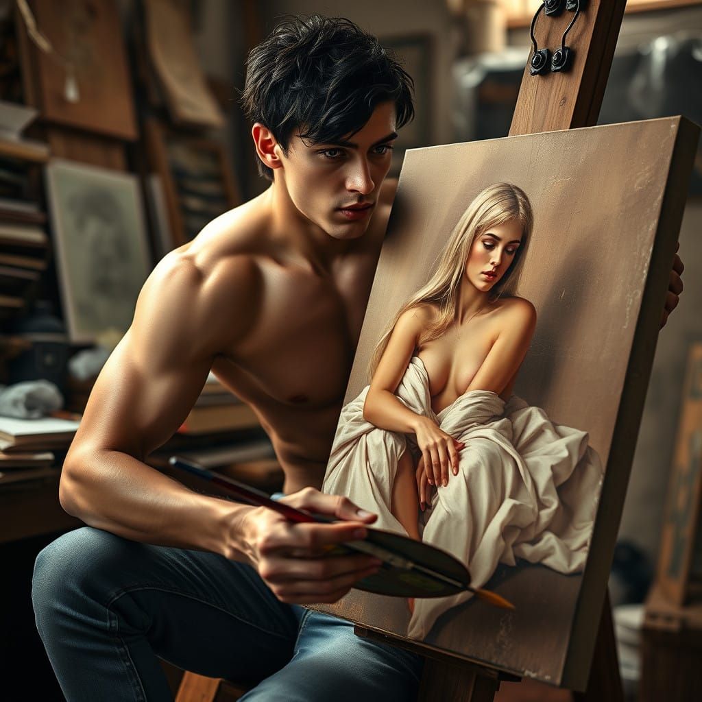 Intricate Portrait of a Chiseled Artist