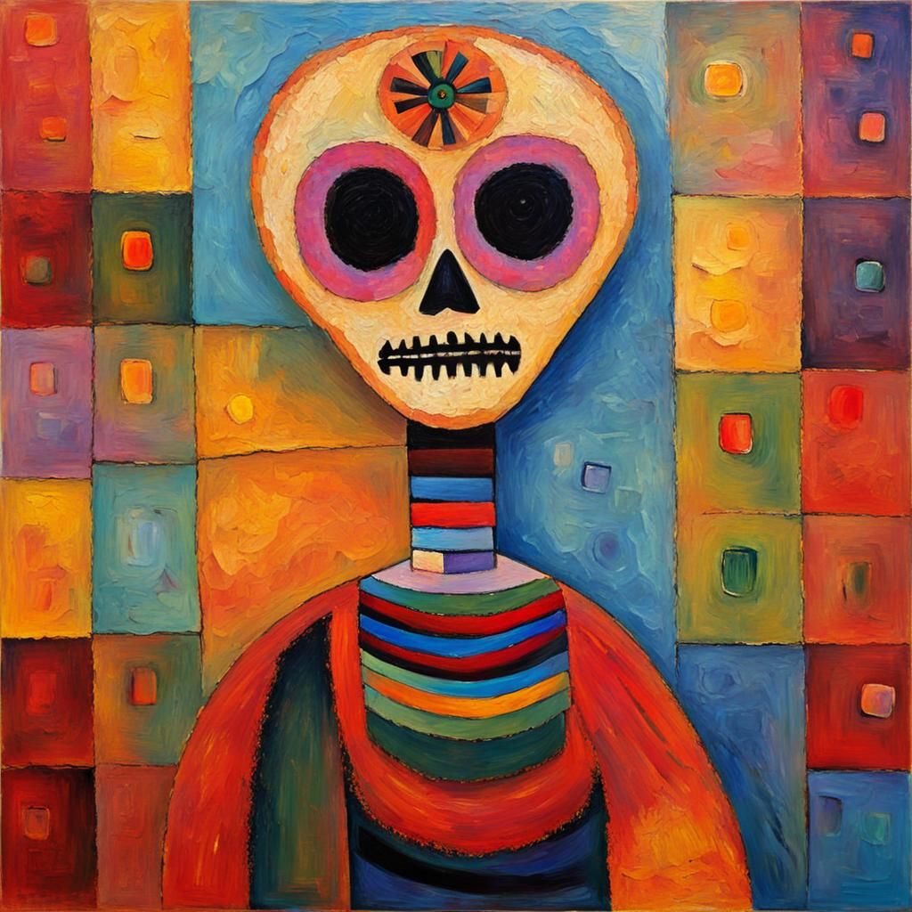 Klee as La Muerte: Expressionist Oil Painting