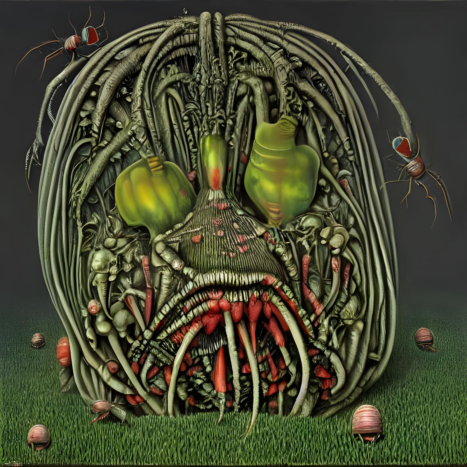 Horrific Cockroach Portrait in Surreal Garden