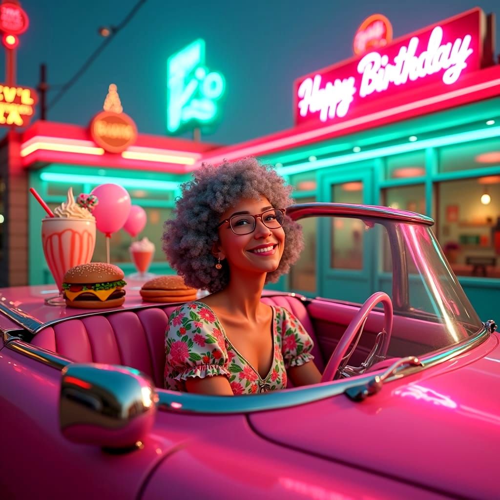 1950s Birthday Celebration in Detailed Matte Painting