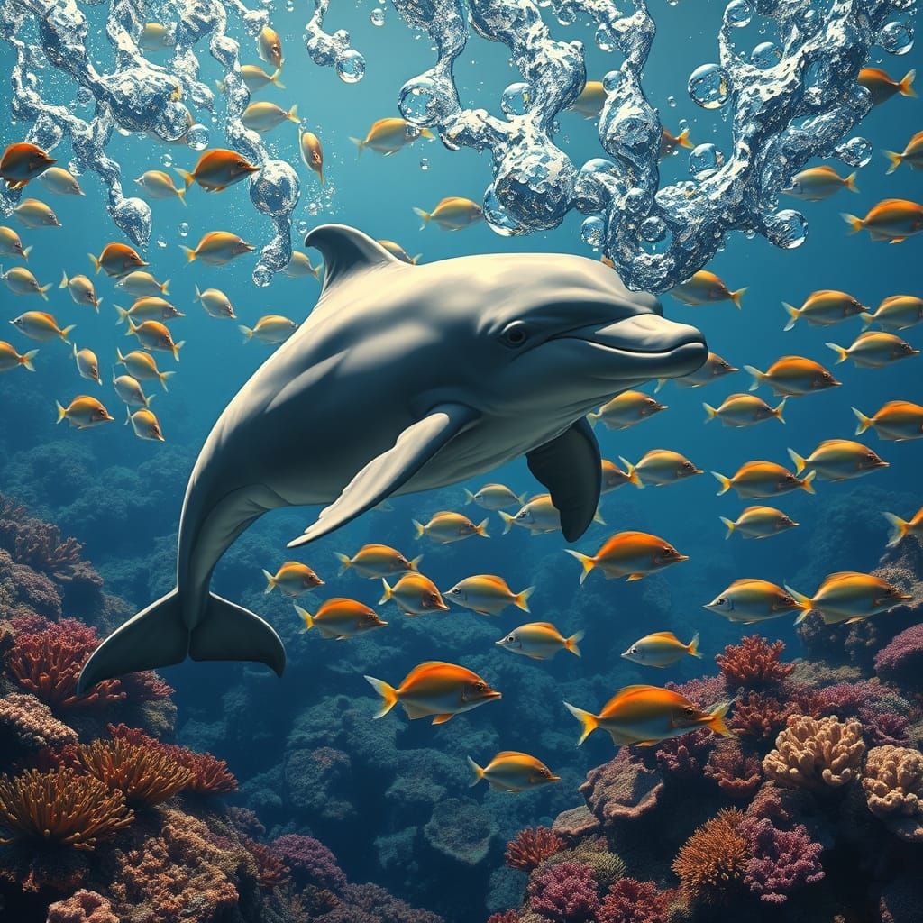 Dolphin's Bubbles Transform in Hyperrealistic Underwater Sce...
