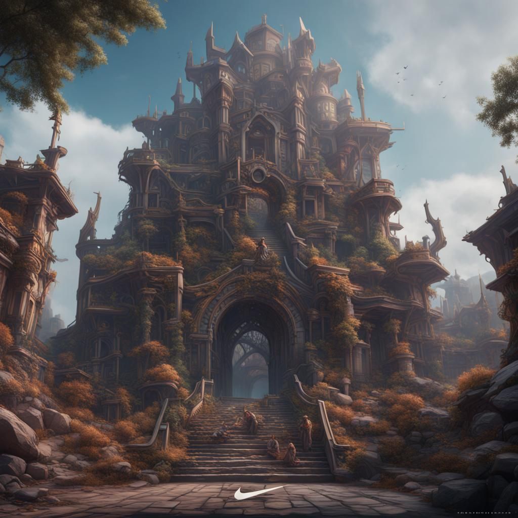 Nike Logo: Detailed Matte Painting in Deep Color