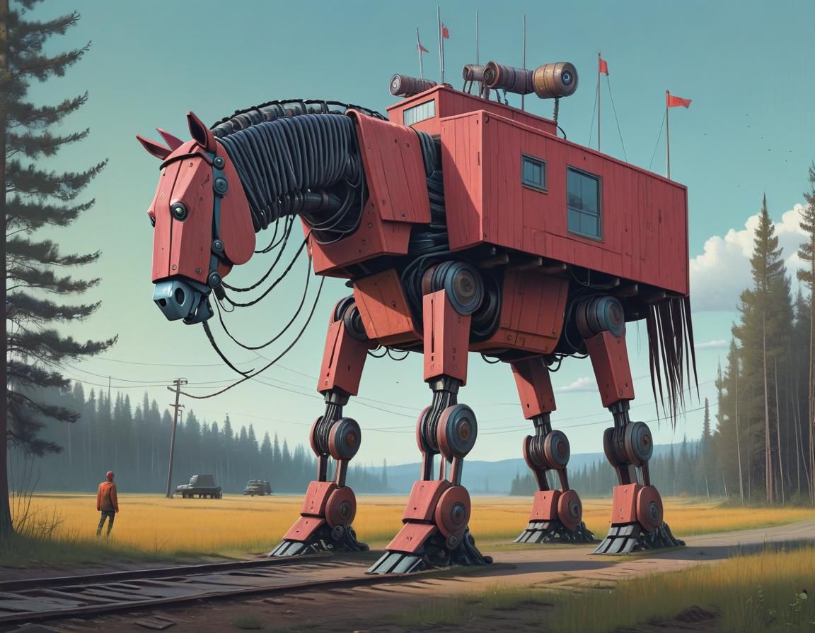 Trojan Horse Robot in Sci-Fi Style