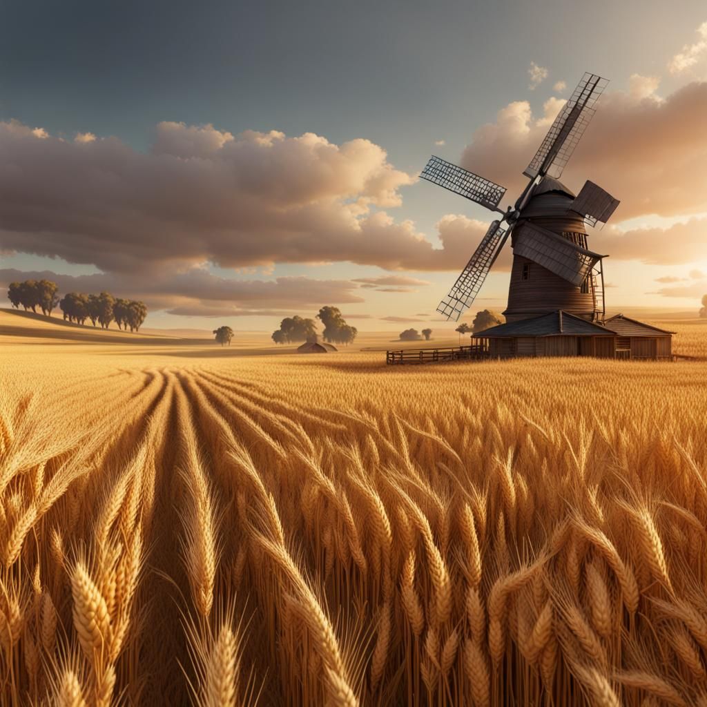 Golden Wheat Field on Australian Farm as Matte Painting