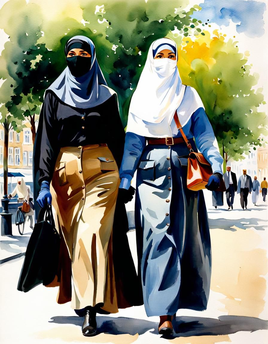 Two Niqabi Teachers Walking in Kopenhagen