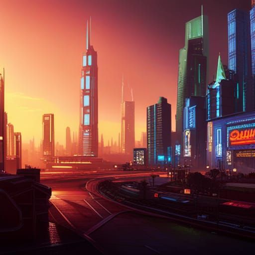 Cyberpunk Cityscape in Neon Style 2099