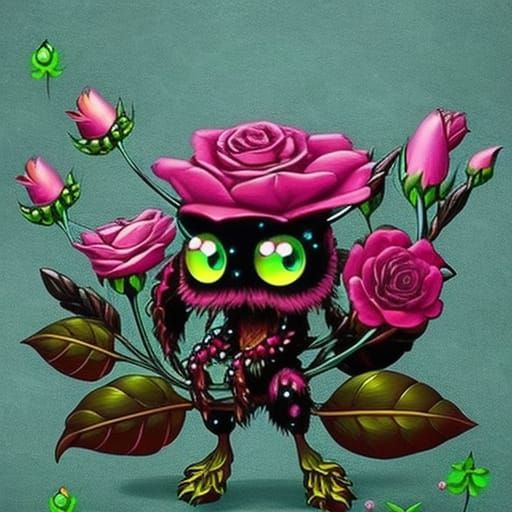 Adorable Monster Flower Creature in Dark Fantasy Style
