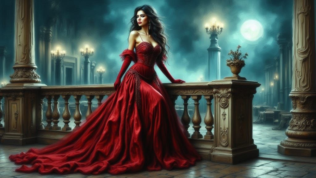 Model in Gown: Digital Matte Painting in Futuristic Style