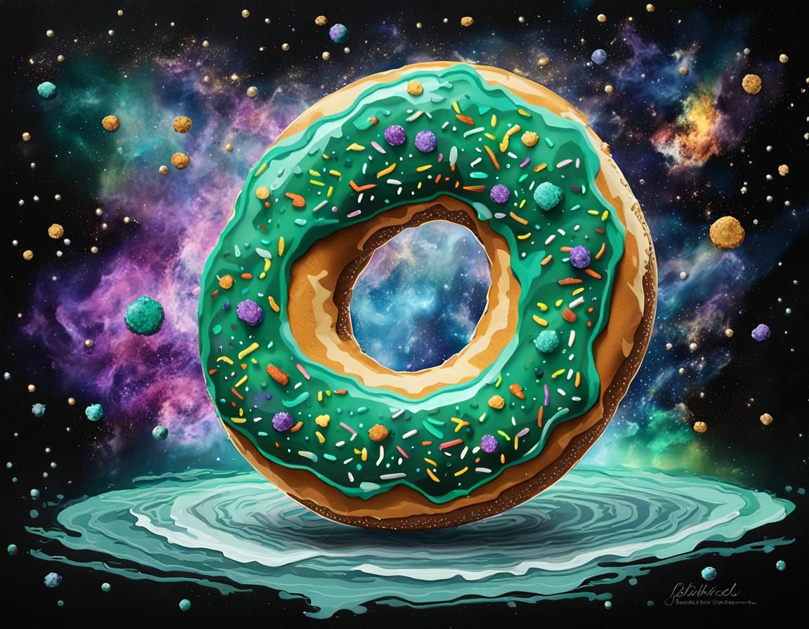 Cosmic Donut in Space: Surreal Futurism