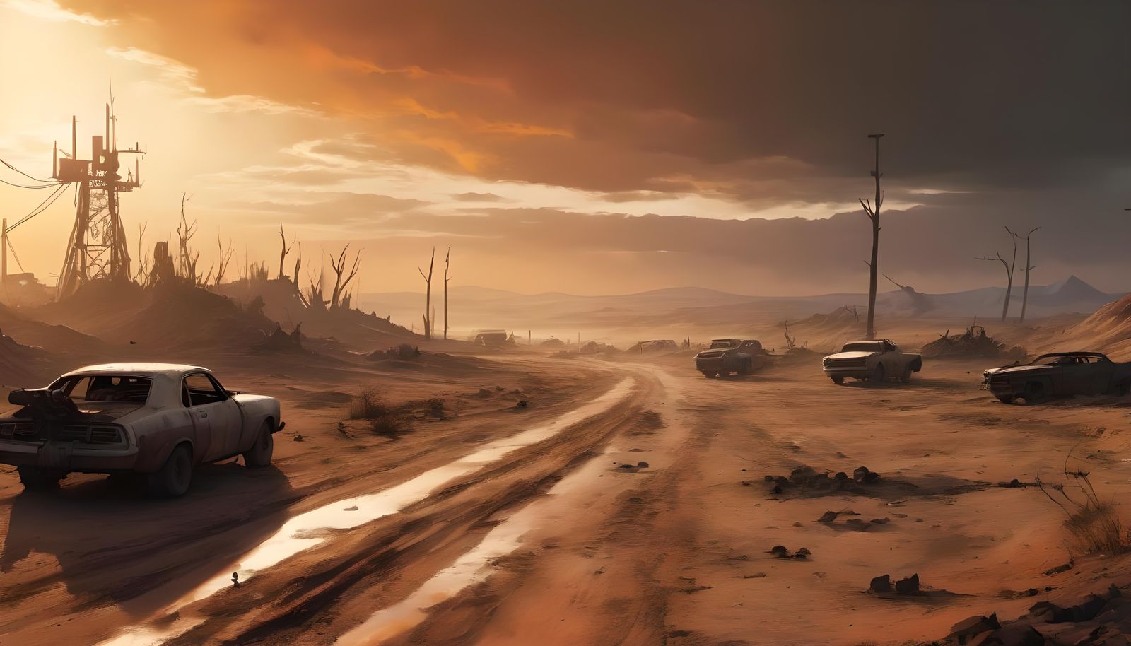 Wasteland Scene in Digital Painting Style