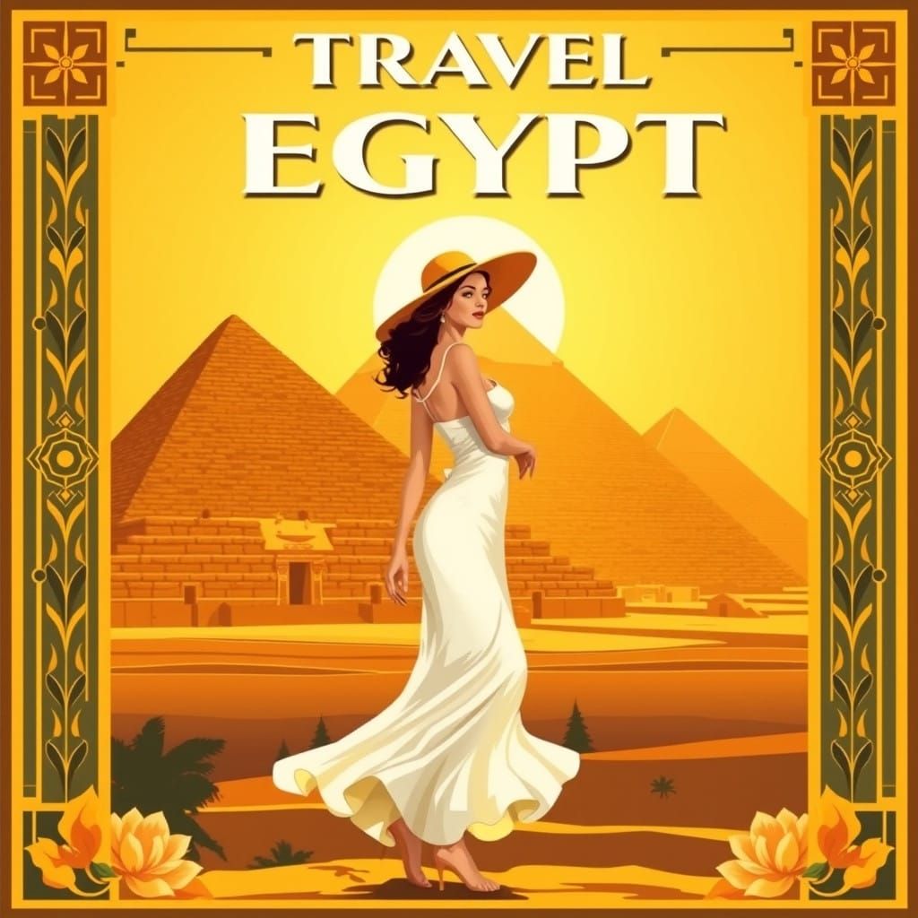 Travel Egypt in Vibrant 1920s Art Deco Style