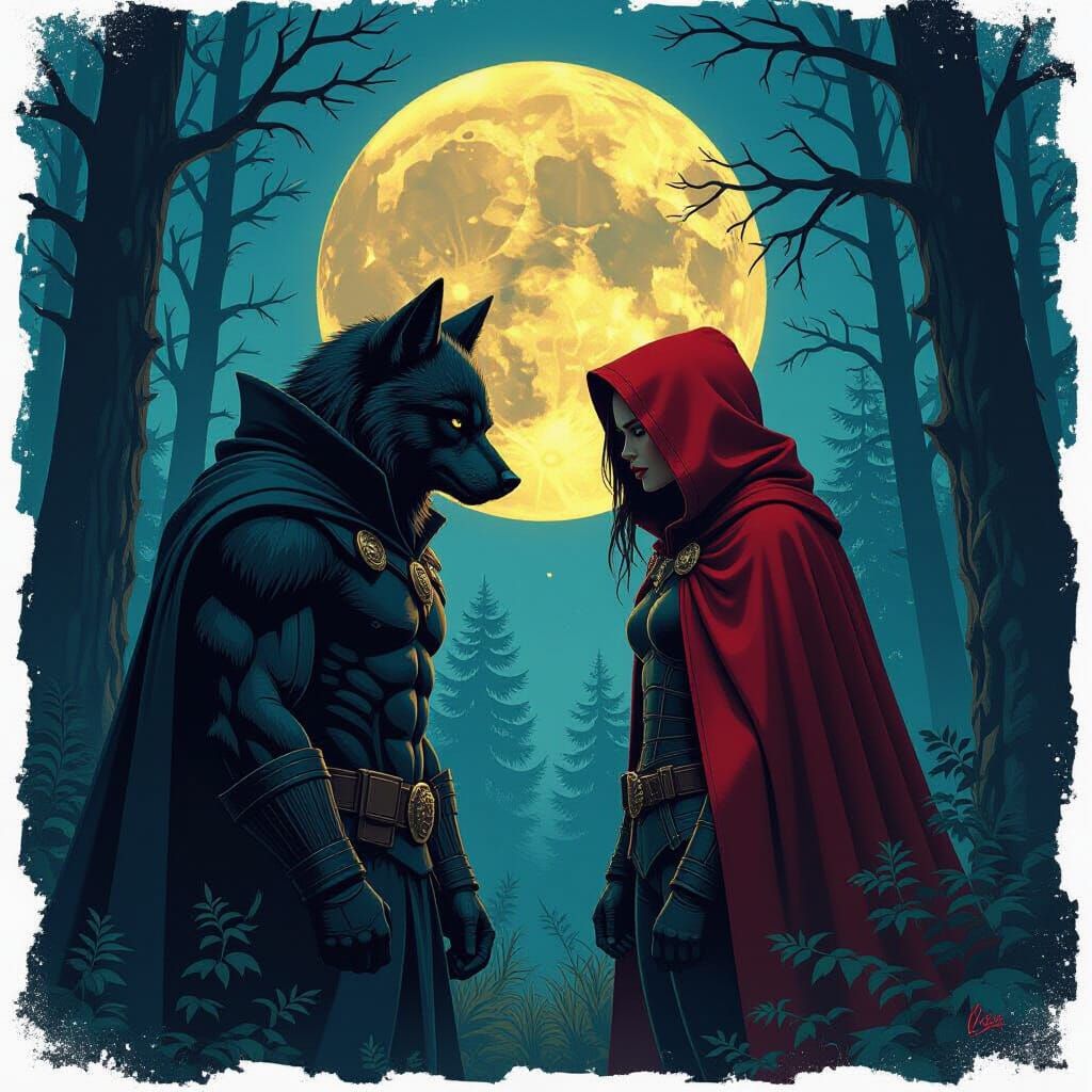 Werewolf vs Vampire in Hyperrealistic Splash Art