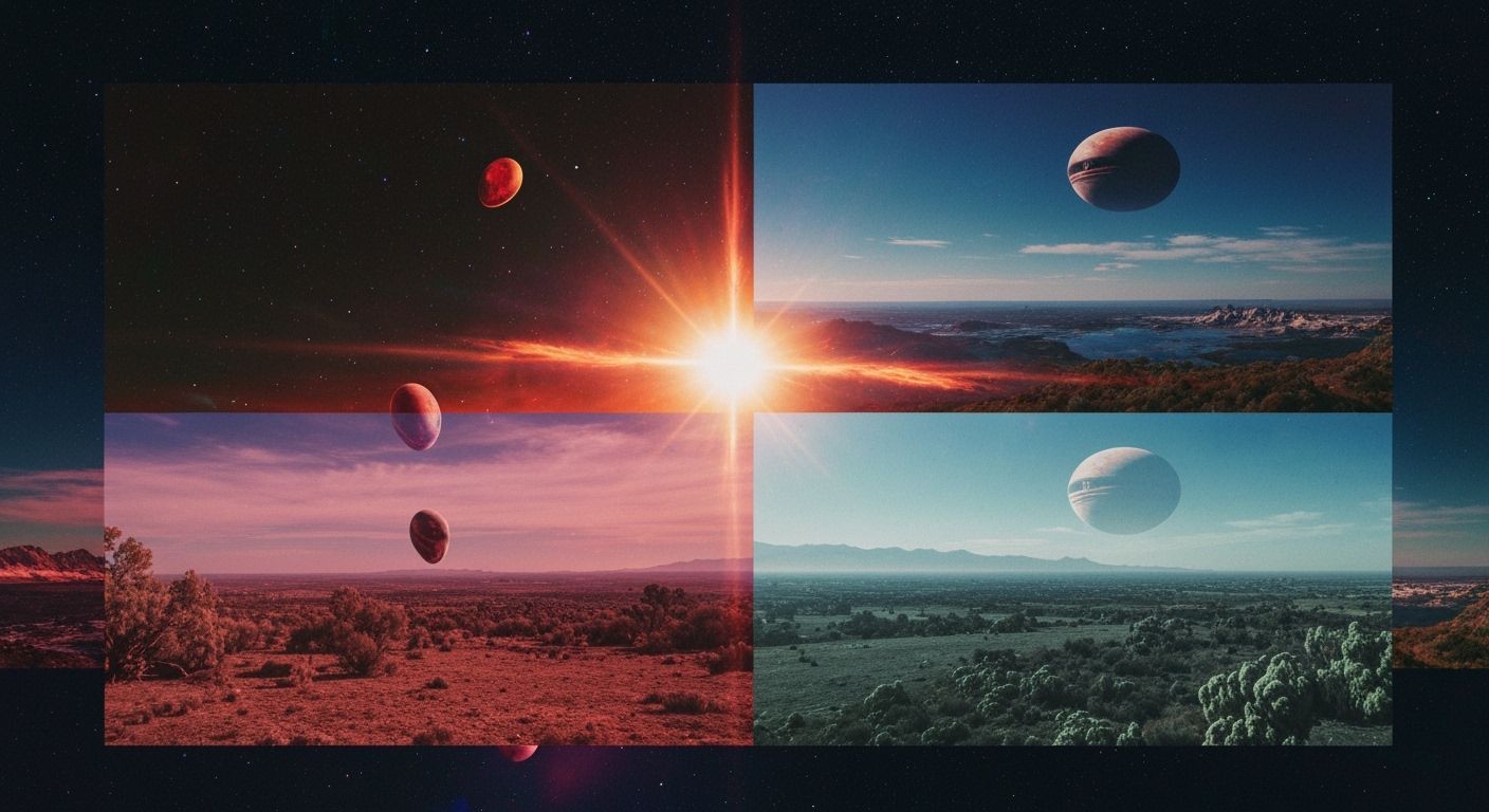 Supernova Montage with Layered Alien, Earthly, and Cosmic Vi...